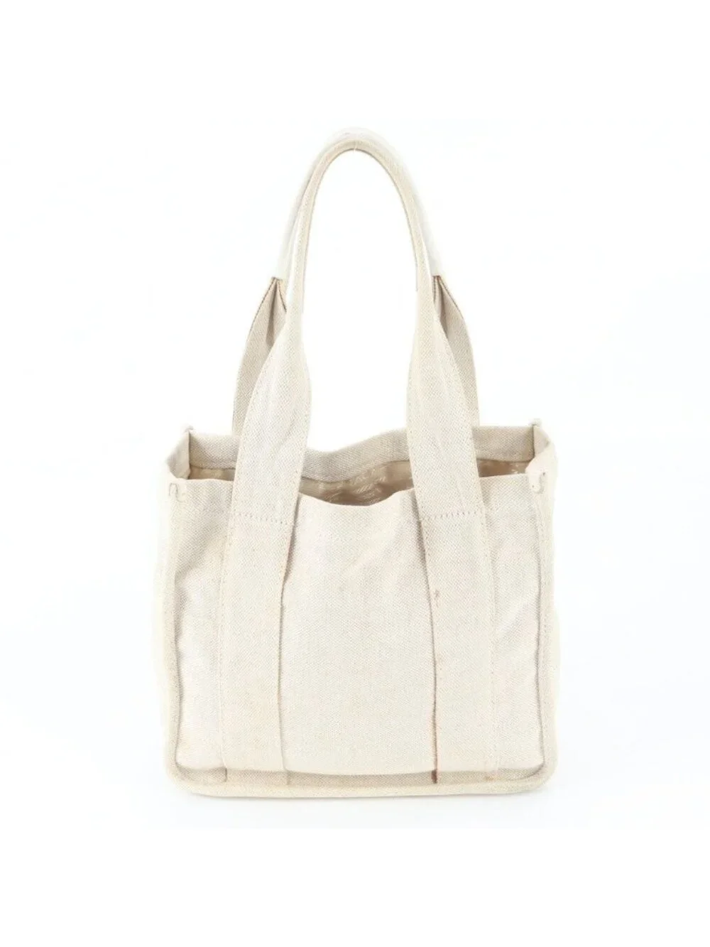 Prada Triangle Logo Leather Canvas Handbag Tote